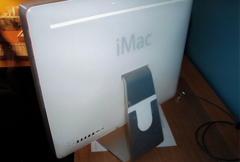 Picture of a 20-inch iMac's back sitting on a desk